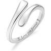 INBLUE Bague Spiral Twist en Argent Sterling 925 Personnalisée pour Femme Gravure avec Nom/Date/Initiale Bagues pour Femme Ajustable Open Bague de Promesse Cadeau pour Mariage Fiançailles - C1