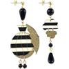 Lebole Maison Orecchini Dama Mongolfiera Righe Nero