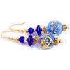 VENEZIA CLASSICA - Orecchini in Argento da Donna con perle in Vetro di Murano Originale, Collezione Diana, con foglia in oro 24kt, Made in Italy certificato (blu)