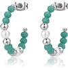 S'Agapõ Orecchini Donna, Orecchini a Cerchio in Acciaio e Perle/vetro Colorato | Collezione Glint - SGI22