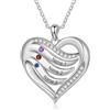 Lam Hub Fong Personalizzata Madri Collana Cuore Argento Inciso Ciondolo con 2-5 Nomi Birthstone Collana Donne Figlia Signore Catena Gioielli Regalo per la Festa Della Mamma San Valentino (3 nome)