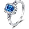 StarGems® Anello Royalblue Taglio Smeraldo 1ct Moissanite 925 Argento Placcato Platino RX037