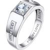 Bandmax Anello Uomo Argento 925, Personalizzato Inciso Anelli Uomo Solitario, Bianco Anello Argento 925 con Zirconi, Anelli Misura 10, Anello Regalo per L' amore Eterno Fidanzamento Coppia Papà