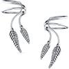 Bling Jewelry Doppio Orecchino A Clip In Argento Sterling Ossidato .925 A Forma Di Foglia Con Cartilagine A Doppia Foglia Per Orecchie Non Forate Adatto Sia Che Per Uomini Gioiello Occidentale Per L'Orecchio Helix