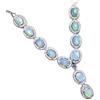 Generic Collana con opale naturale veri pendenti da donna in argento sterling 925 con pietre preziose color fuoco