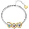 kaululu Bracciale Donna Personalizzato con Nome Famiglia Bracciale Cuore con Incisione Pietre Portafortuna per Mamma, Nonna Regalo Natale Festa della Mamma (3 Nome)