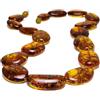 Laboratorio Italiano del Gioiello Collana in vera Ambra Baltica Naturale per Adulti Donna Pietre Cognac Ovali Piatte Grandi venduta in Confezione Regalo (51cm 39gr)