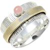JEWELSTREZORO Anello da meditazione in quarzo rosa TSR1210BX_3 (49 (15,6), 49 (15.6), metallo prezioso Gemma, Quarzo rosé