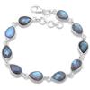 Silver Palace Bracciale in labradorite naturale argento sterling per donna e ragazza