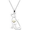 Dew Collana con ciondolo a forma di labrador con cuore dorato, 45,7 cm, in argento Sterling, simpatico e divertente ciondolo a forma di animale, Argento sterling, Nessuna pietra preziosa