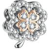 LES FOLIES DI PAOLA GRIECO Charm Quadrifoglio Portafortuna Strass Rosè in argento 925 - Les Folies per Pandora