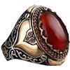 BISONBLUE Anello Uomo Anello Donna Anelli Accessori Moda Anello Da Uomo Con Anelli Vintage King Crown In Pietra Di Agata Naturale Rossa Per Regalo Da Donna