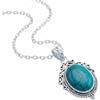 mantraroma Collana da donna in argento sterling 925 con ciondolo in pietra turchese e catena in vero argento