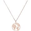 WearTravelers Collana con Mappa del Mondo Ciondolo Mondo Completo - Fantastica Idea Regalo per Donna Viaggiatrice o Viaggiatori o per Chi Ama Viaggiare - Modello Roma (Oro Rosa)