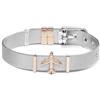 WearTravelers Bracciale Regolabile con Aereo per Donna Ragazza in Acciaio Inox - Completo di Charm a Forma di Aereo - Idea Regalo per Compleanno Viaggiatrice - Modello Parigi (Argento con Charm Oro Rosa)