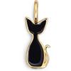 SINGULARU - Charm Salem Gatto Enamel Black. Pendente in Ottone con Finitura Placcata Oro 18 Kt. Reversibile con Dettagli in Smalto Nero e Chiusura a Gancio. Gioielli da Donna