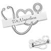 Kiddo Sky Spilla Personalizzata con Nome Spilla con Nome Placcata in Oro 18K Etichetta Identificativa Regalo per la Settimana Degli Infermieri per Dottore, Assistente Medico, Infermiere (Argento)
