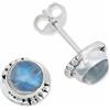 mantraroma orecchini a bottone in argento 925 con pietra di luna e pietra bianca, orecchini a bottone in vero argento sterling da donna, regalo