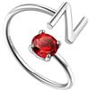 Suplight Suplihgt Anello Donna Argento 925 Personalizzato Anello Lettera N Anello Donna Argento con Pietra Personalizzata Anello Donna con Iniziale N Personalizzato Regolabile Regalo Natale San Valentino