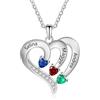ALBERTBAND Collana a Cuore Personalizzata per Donne con Nome Pietra di nascita Gioielli Personalizzati Regali per Donne Moglie Mamma Lei (B-3 Stone)