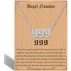 RWQIAN Collana con ciondolo a forma di angelo con numero 000 1111 111 222 333 444 555 666 777 888 999, collana girocollo per donne e ragazze, in acciaio inox, con ciondolo numerologico, Acciaio