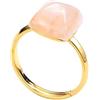 Generic Anello regolabile al quarzo rosa - Argento sterling 925, placcato oro giallo | Pietra preziosa a taglio quadrato da donna
