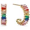 PERIMADE Orecchini a cerchio placcati in oro arcobaleno LGBTQ Pride, in argento Sterling 925 massiccio con zirconia cubica, a cerchio semi-aperto, ipoallergenici, LGBT, gay, lesbiche, bisessuali