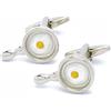 EdelManchet Gemelli - Uova fritte in padella - Asimmetrico - 24mm x 14mm - Gemelli alimentari, Cenare gemelli