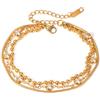 DJADEE Bracciale da donna placcato oro 750, 18 carati, acciaio inossidabile, zirconi, impermeabile, ipoallergenico, a tre bracciale, regolabile, regalo per donna e ragazza, UVP: 29€, 18 + 5 cm,