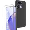 Rojeuinn Cover per Realme 16 Pro 5G + 1 Pezzi Vetro Temperato, Custodia Protettiva Morbida in Silicone TPU Anticaduta e Antipolvere, Proteggi Schermo Ultra Trasparente con Durezza 9H - Nero