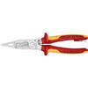 KNIPEX Pinza per elettroinstallazioni cromata isolante con manici rivestiti in materiali bicomponente, collaudati VDE; con anello di, 13 96 200 T