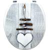 BM 4115 Copriwater Sedile Tavoletta WC Universale Coperchio Toilet Seat Bagno in Legno MDF Grigio Decorato Motivo Cuore con Sfondo Bianco, Misura Standard Fissaggio dal Basso Cerniere in Acciaio