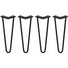SKISKI LEGS - Set di 4 Gambe per Mobili Gamba per Tavolo In Acciaio Gambe a Forcina Include Viti e Piedini Protezione Gratuiti (31-71cm) - 35.5cm - 2 Rebbi - 12mm - Nero