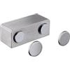 Gedotec Calamita porta vetro incollabile, pezzo, chiusura magnetica doppia, acciaio inox spazzolato, piastrine magnetiche mobili