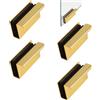 Ufurmate, 4 maniglie in vetro per armadio, cassetti e mobili, stile tira-finger, con bordo in vetro, in oro, con griffe nascoste