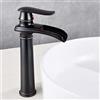 SJQKA Miscelatore Cascata Lavabo Nero, Rubinetto Alto Lavabo Bagno,rubinetto Bagno Lavabo Cascata Miscelatore Ottone (Nero-alto)