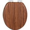 Wenko Sedile Wc Chestnut Mdf Certificato Fsc con Meccanismo di Abbassamento Automatico Easy-Close, Fissaggio Igienico Fix-Clip, 35,5X42,5Cm, Rivestito a Pellicola, Resistente All'Umidità, Marrone
