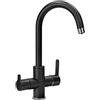 PLADOS Miscelatore cucina monocomando Plados FL065 a 3 vie comando terza acqua indipendente - Nero Matt