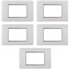 Electron 5 Placche in vetro, 3 moduli/posti, Compatibile Con Vimar Plana, colore bianco, Placca In vetro di alta qualità, 100% compatibile con supporti e moduli originali