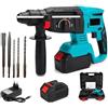 Generico Trapano Tassellatore a Batteria, con 2 Batterie da 18V, Martello Demolitore, Mandrino SDS 26mm, Martello a Percussione, Motore Senza Spazzole Brushless, 4000 RPM, Uso Domestico e Professionale