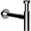 ERCOS Sifone Per Lavabo Tondo In Ottone Cromato, Attacco da 1/4 , Regolabile da 130 MM a 300 MM