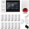 HUXGO® HXA007 Sistema di allarme casa senza fili con radio Sirena esterna WiFi + GSM | Impianto allarme casa kit con 1x sensori di allarme per finestre/portes, 12x rilevatori di movimento