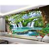 shiliwang Poster Giganti Da Parete Poster Da Parete Grande Carta Da Parati Moderna Carta Da Parati Camera Letto Carta Da Parati Personalizzata 3D Semplice Casual Verde Albero Foresta Cascata Paesaggio Foto Ca