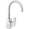 Inbagno Miscelatore Monocomando Per Cucina E Lavanderia In Acciaio Inox E ABS Cromato Dalla Base E Forma Squadrata Con Canna Alta Orientabile A 360°