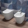 Auria Coppia Sanitari bagno a terra in Ceramica Bianco Lucido - Mod.WhiteFloor 2 | WC Rimless, Bidet, Sedile Soft Close, Sgancio Rapido, Risparmio Idrico, Fissaggi Inclusi, Installazione Parete o Pavimento
