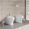 MarinelliGroup Sanitari a terra filomuro RIMLESS scarico traslato VORTICE bidet e vaso WC in ceramica con coprivaso softclose Domus VORTEX