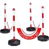 DMS SET 4 PALETTI DI DELIMITAZIONE - DISSUASORE PARCHEGGIO - CON BASE RIEMPIBILE, + 3 CATENA IN PLASTICA DA 2 MT CAD E GANCI AD ESSE