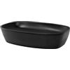 ML DESIGN modern living ML-Design Lavabo da Appoggio in Ceramica Nero Opaco 605 x 385 x 140 mm Lavandino Ovale Moderno con Foro di Scarico Sanitari Lavello Elegante per Bagno Toilette