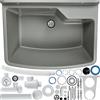 gospo Piscina di versamento del gospo, 61 cm x 44 cm x 23,5 cm, lavabo in plastica, lavaggio con overflow, sifone, lavandino tra cui accessori, bagno, lavandino da giardino (grigio)