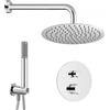 Inbagno Set doccia incasso cromo con braccio 40 e soffione 30 cm, kit doccia con doccino in ottone, presa acqua e supporto, GEMINI